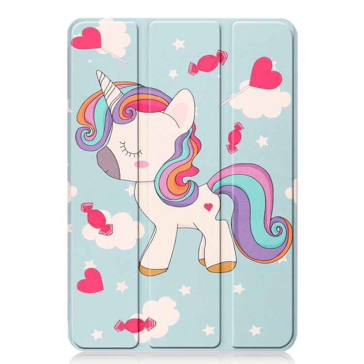 For iPad mini 6 Custer Painted PU Leather Tablet Case with Sleep / Wake-up Function & 3-Fold Holder