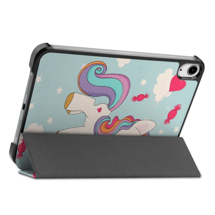 For iPad mini 6 Custer Painted PU Leather Tablet Case with Sleep / Wake-up Function & 3-Fold Holder