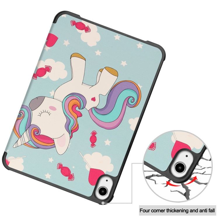 For iPad mini 6 Custer Painted PU Leather Tablet Case with Sleep / Wake-up Function & 3-Fold Holder