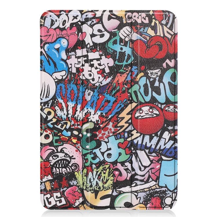 For iPad mini 6 Custer Painted PU Leather Tablet Case with Sleep / Wake-up Function & 3-Fold Holder