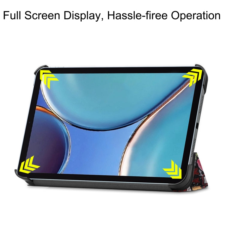 For iPad mini 6 Custer Painted PU Leather Tablet Case with Sleep / Wake-up Function & 3-Fold Holder