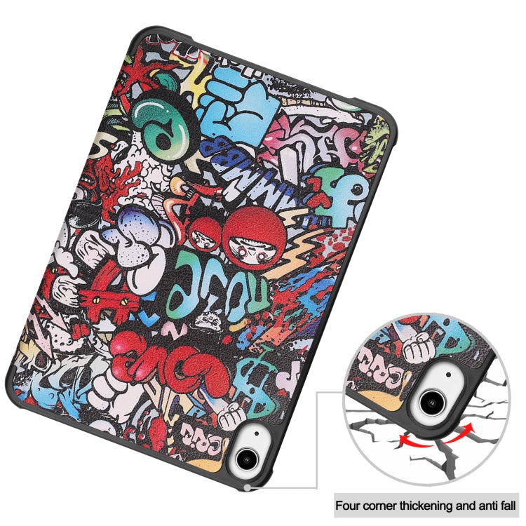 For iPad mini 6 Custer Painted PU Leather Tablet Case with Sleep / Wake-up Function & 3-Fold Holder