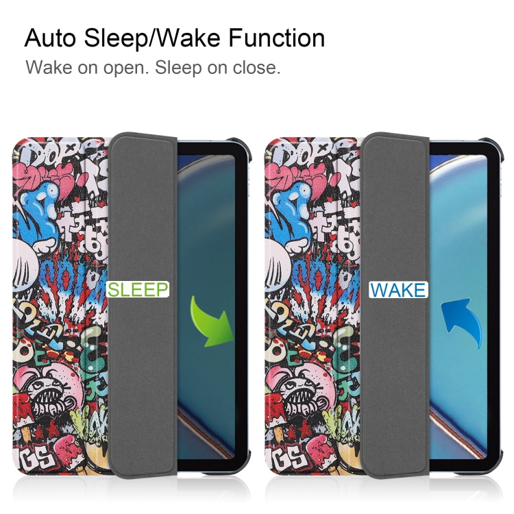 For iPad mini 6 Custer Painted PU Leather Tablet Case with Sleep / Wake-up Function & 3-Fold Holder