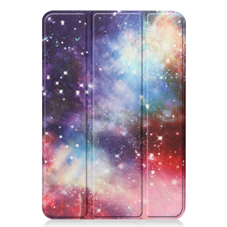 For iPad mini 6 Custer Painted PU Leather Tablet Case with Sleep / Wake-up Function & 3-Fold Holder