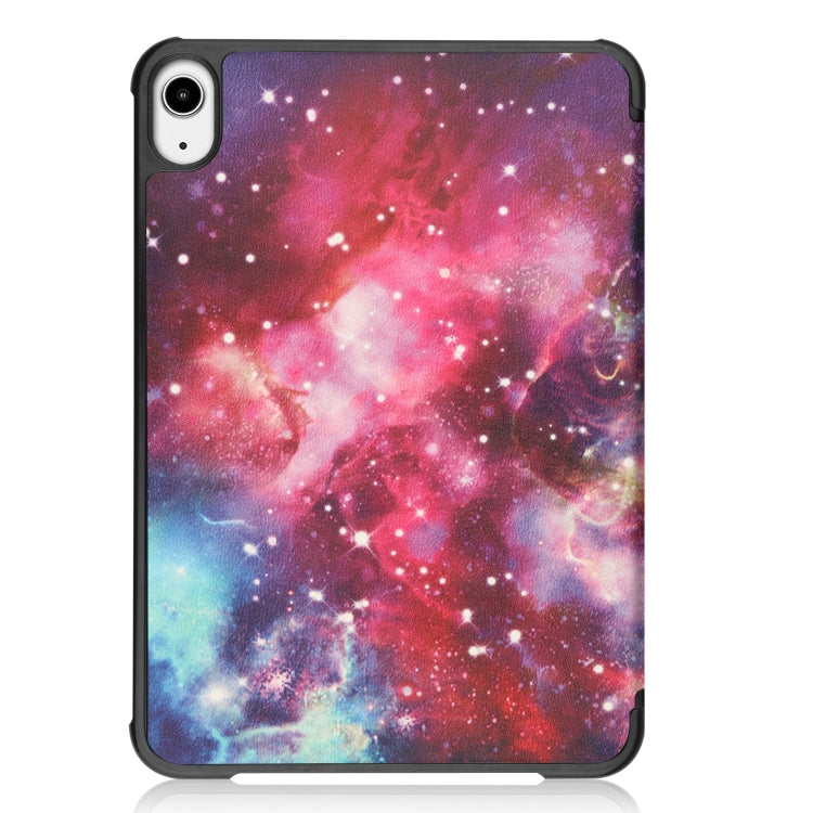 For iPad mini 6 Custer Painted PU Leather Tablet Case with Sleep / Wake-up Function & 3-Fold Holder