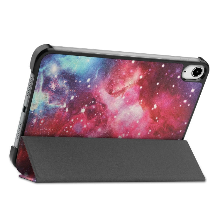 For iPad mini 6 Custer Painted PU Leather Tablet Case with Sleep / Wake-up Function & 3-Fold Holder