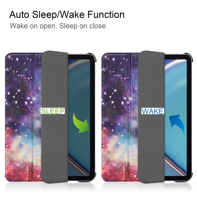 For iPad mini 6 Custer Painted PU Leather Tablet Case with Sleep / Wake-up Function & 3-Fold Holder