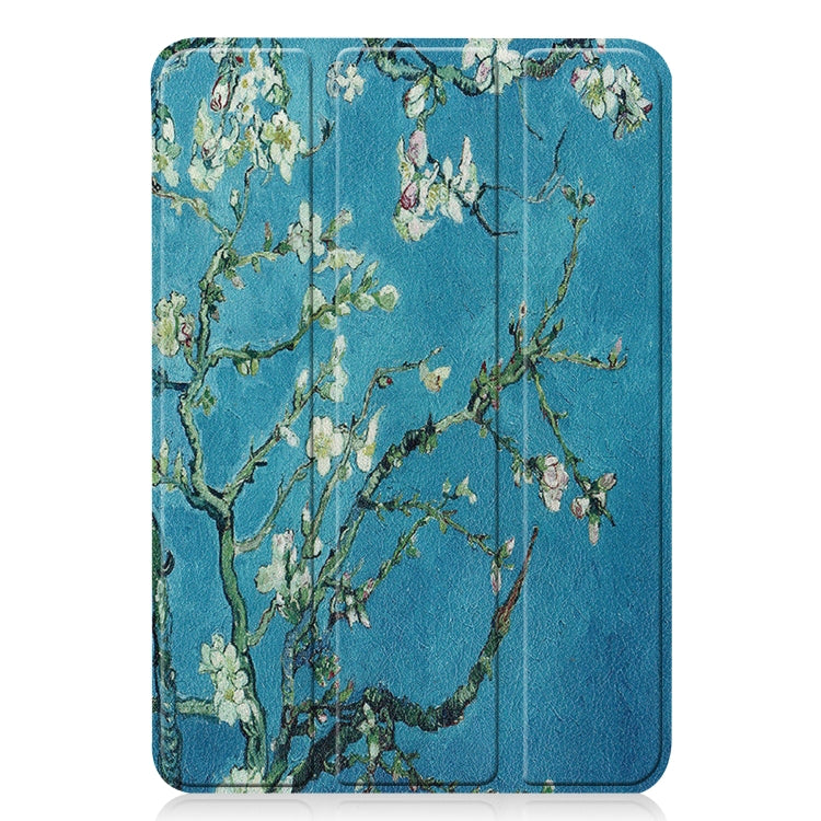 For iPad mini 6 Custer Painted PU Leather Tablet Case with Sleep / Wake-up Function & 3-Fold Holder
