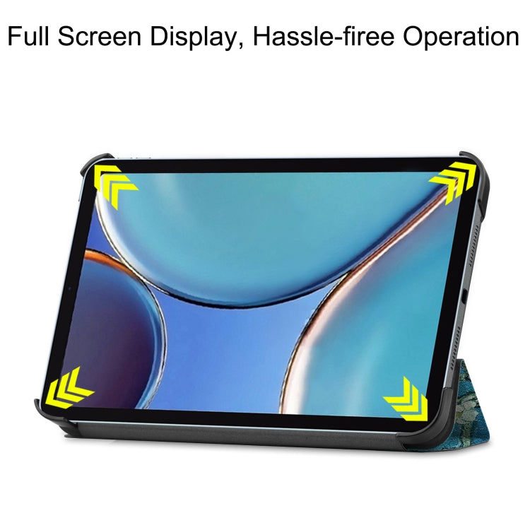 For iPad mini 6 Custer Painted PU Leather Tablet Case with Sleep / Wake-up Function & 3-Fold Holder