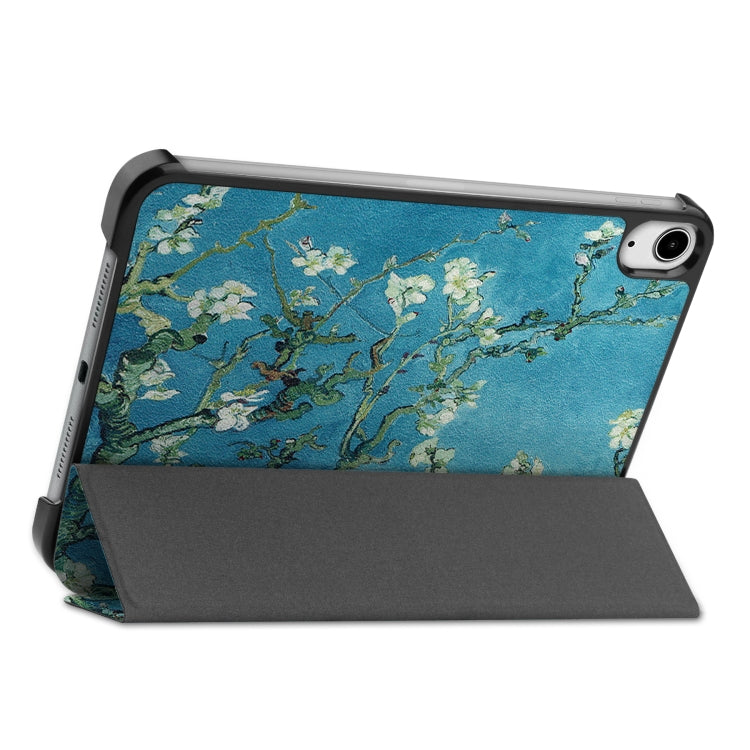For iPad mini 6 Custer Painted PU Leather Tablet Case with Sleep / Wake-up Function & 3-Fold Holder