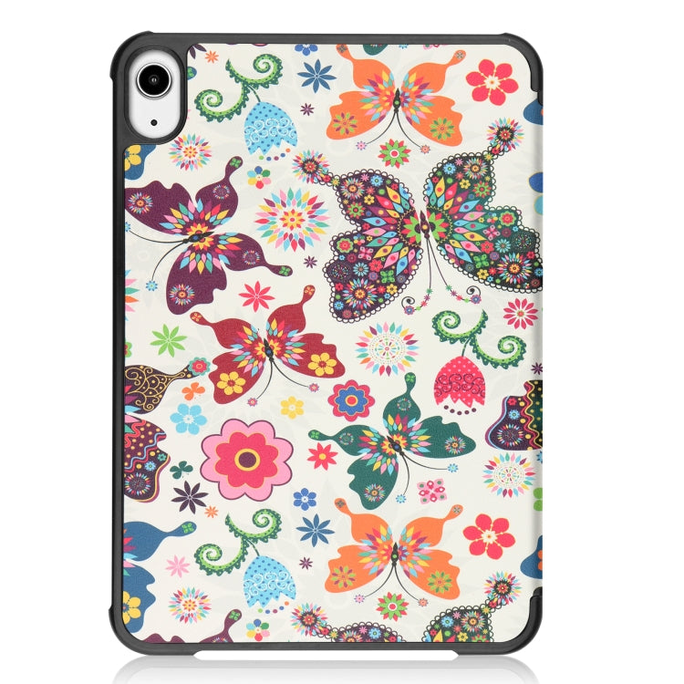For iPad mini 6 Custer Painted PU Leather Tablet Case with Sleep / Wake-up Function & 3-Fold Holder