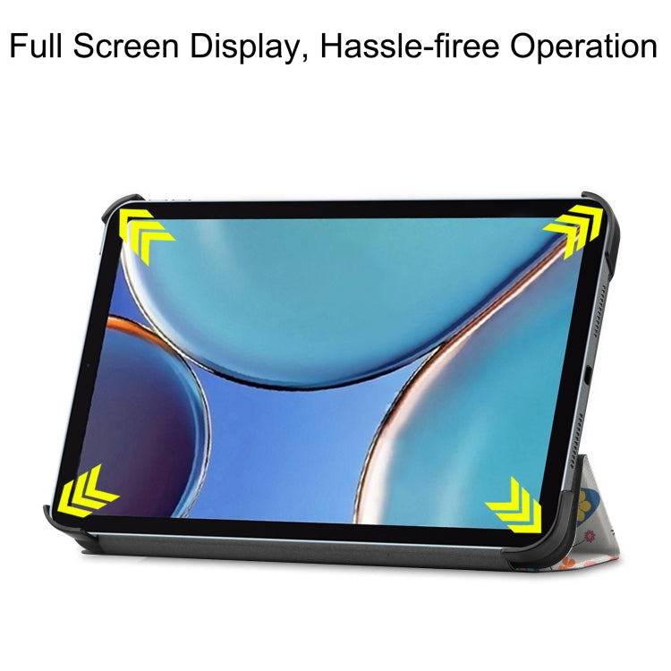For iPad mini 6 Custer Painted PU Leather Tablet Case with Sleep / Wake-up Function & 3-Fold Holder