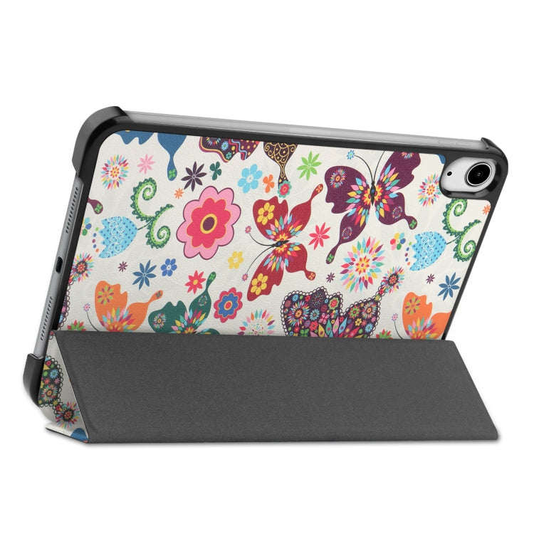 For iPad mini 6 Custer Painted PU Leather Tablet Case with Sleep / Wake-up Function & 3-Fold Holder