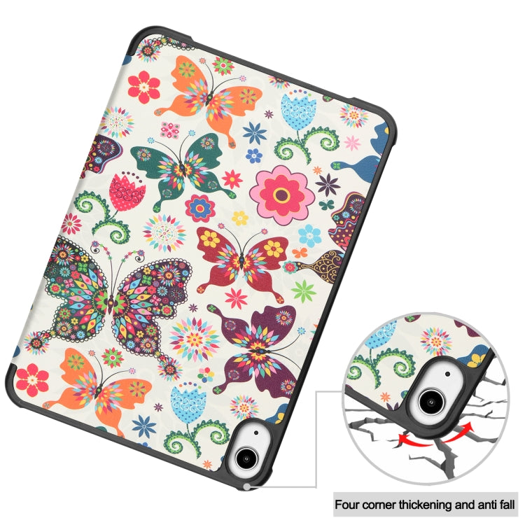 For iPad mini 6 Custer Painted PU Leather Tablet Case with Sleep / Wake-up Function & 3-Fold Holder