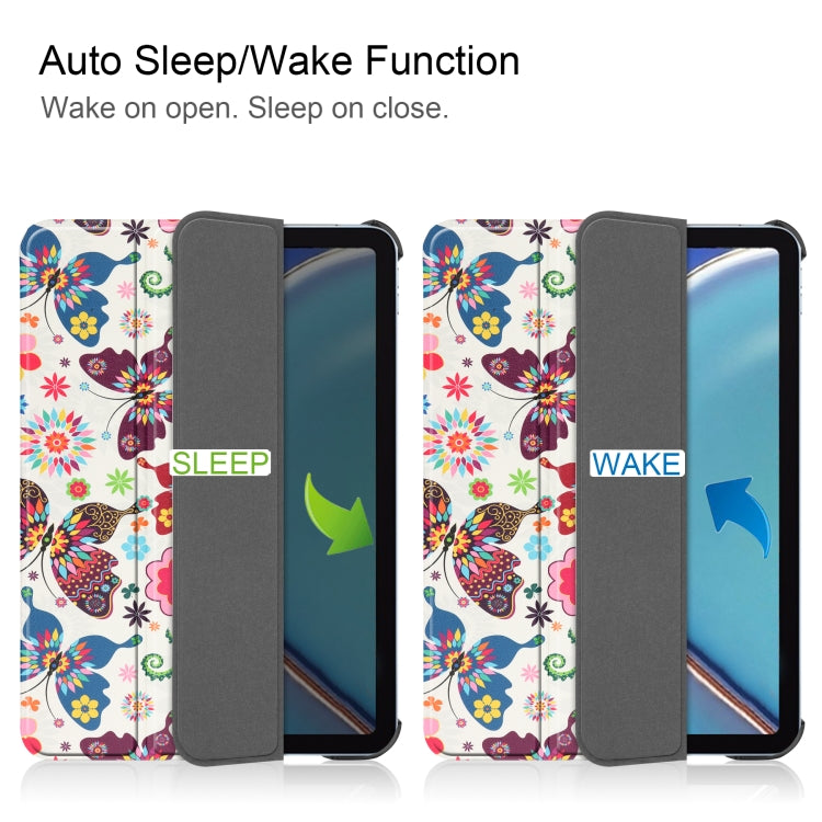 For iPad mini 6 Custer Painted PU Leather Tablet Case with Sleep / Wake-up Function & 3-Fold Holder