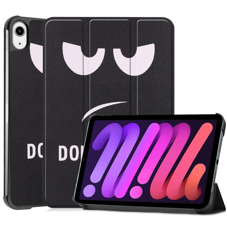 For iPad mini 6 Custer Painted PU Leather Tablet Case with Sleep / Wake-up Function & 3-Fold Holder