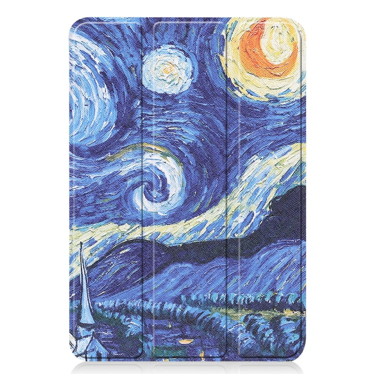 For iPad mini 6 Custer Painted PU Leather Tablet Case with Sleep / Wake-up Function & 3-Fold Holder