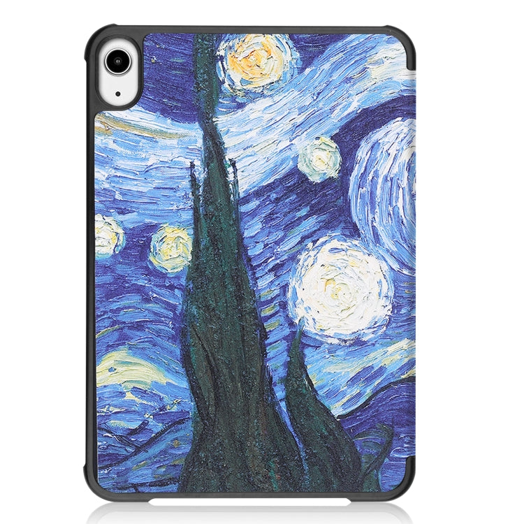 For iPad mini 6 Custer Painted PU Leather Tablet Case with Sleep / Wake-up Function & 3-Fold Holder