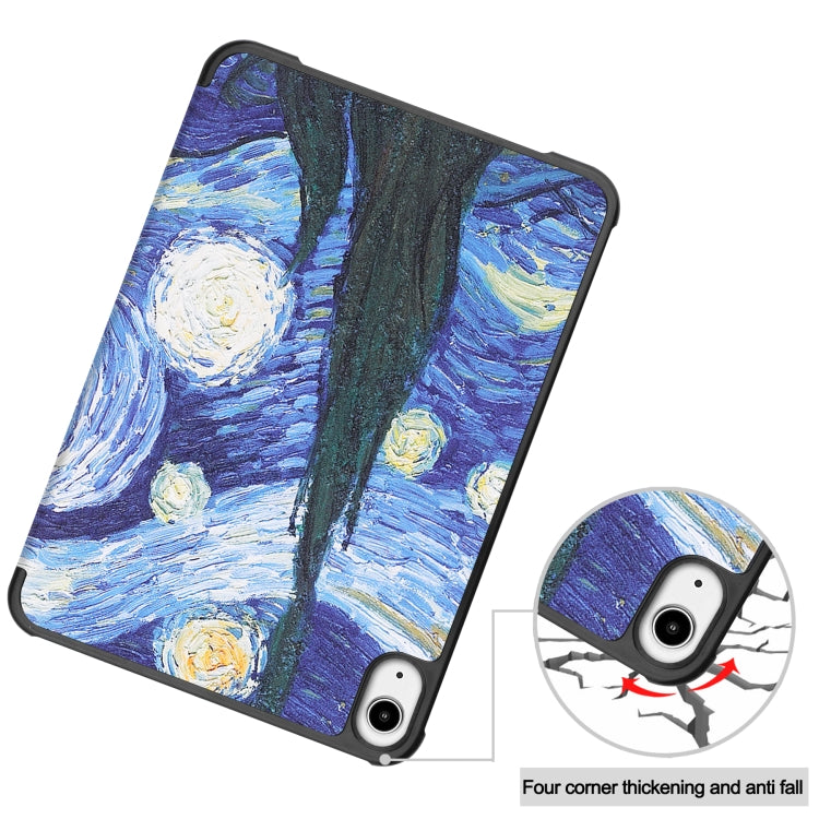 For iPad mini 6 Custer Painted PU Leather Tablet Case with Sleep / Wake-up Function & 3-Fold Holder
