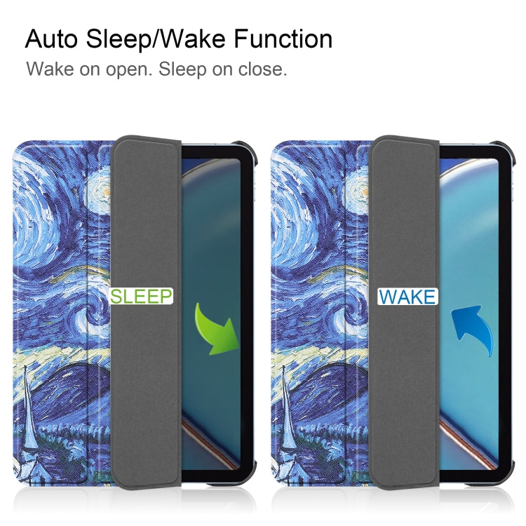 For iPad mini 6 Custer Painted PU Leather Tablet Case with Sleep / Wake-up Function & 3-Fold Holder