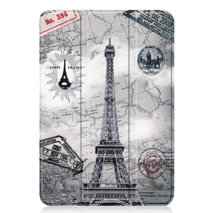 For iPad mini 6 Custer Painted PU Leather Tablet Case with Sleep / Wake-up Function & 3-Fold Holder