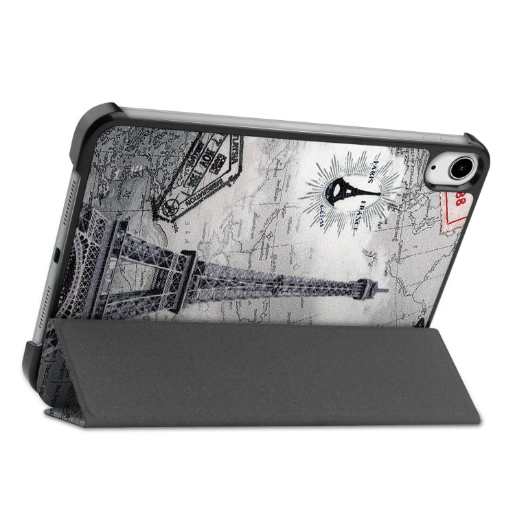 For iPad mini 6 Custer Painted PU Leather Tablet Case with Sleep / Wake-up Function & 3-Fold Holder