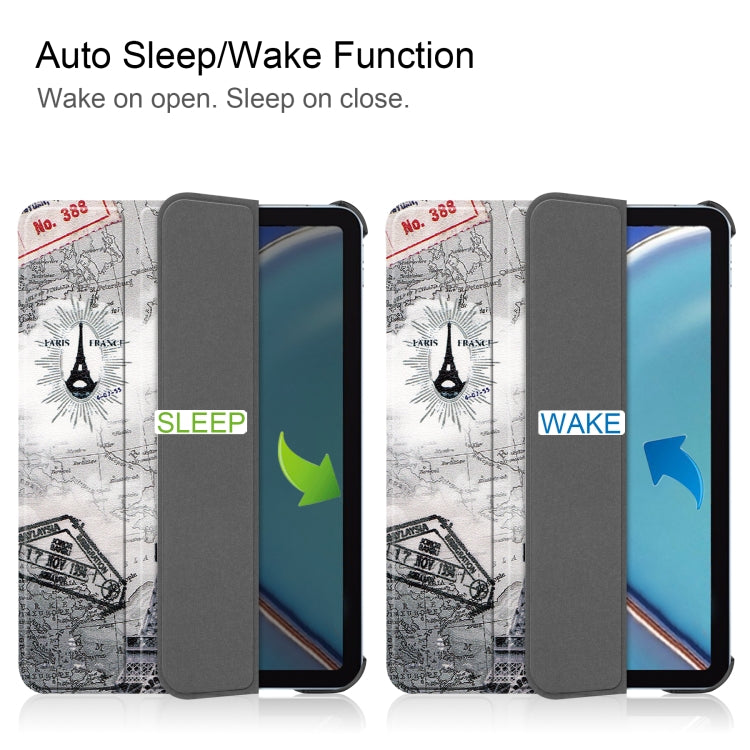 For iPad mini 6 Custer Painted PU Leather Tablet Case with Sleep / Wake-up Function & 3-Fold Holder