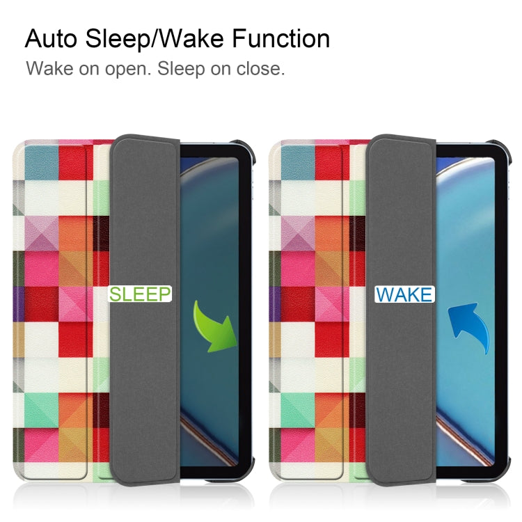 For iPad mini 6 Custer Painted PU Leather Tablet Case with Sleep / Wake-up Function & 3-Fold Holder