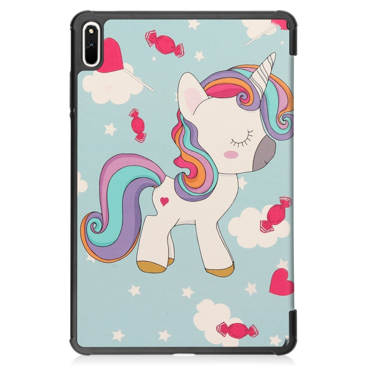 Custer Painted PU Leather Case with Sleep / Wake-up Function & 3-Fold Holder For Huawei MatePad 11 2021