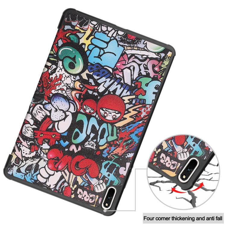 Custer Painted PU Leather Case with Sleep / Wake-up Function & 3-Fold Holder For Huawei MatePad 11 2021