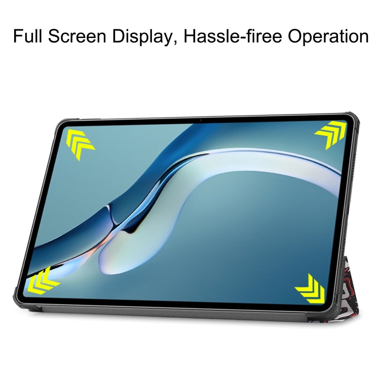 For Huawei MatePad Pro 12.6 2021 Custer Painted PU Leather Case with Sleep / Wake-up Function & 3-Fold Holder