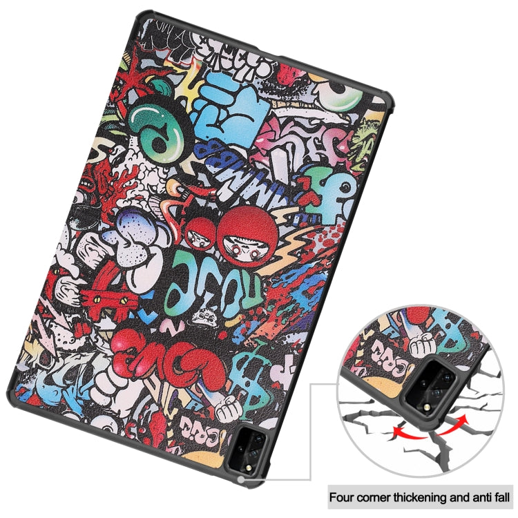 For Huawei MatePad Pro 12.6 2021 Custer Painted PU Leather Case with Sleep / Wake-up Function & 3-Fold Holder