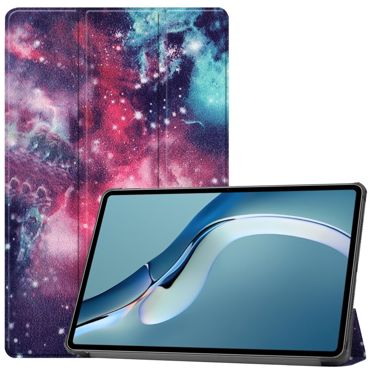 For Huawei MatePad Pro 12.6 2021 Custer Painted PU Leather Case with Sleep / Wake-up Function & 3-Fold Holder