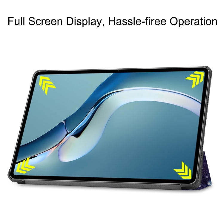 For Huawei MatePad Pro 12.6 2021 Custer Painted PU Leather Case with Sleep / Wake-up Function & 3-Fold Holder