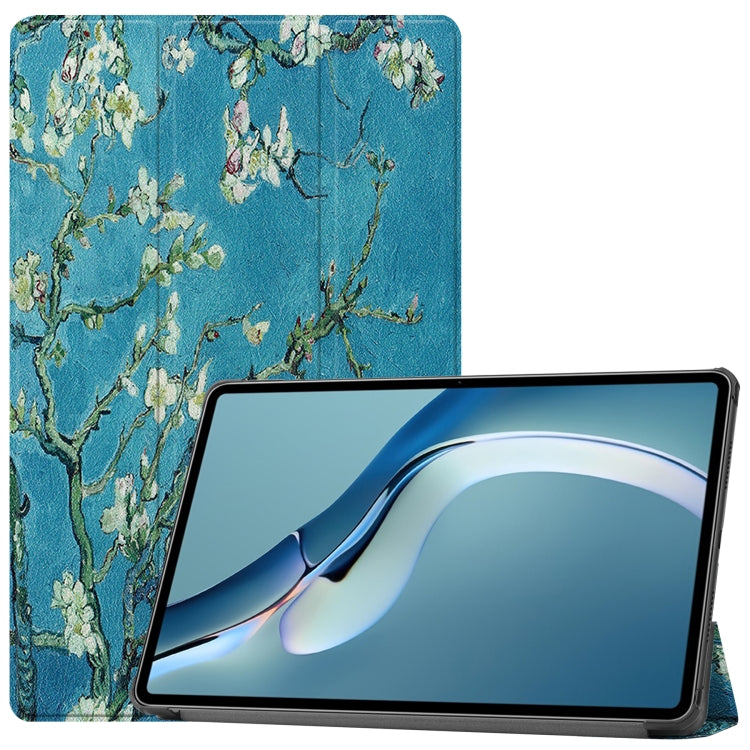 For Huawei MatePad Pro 12.6 2021 Custer Painted PU Leather Case with Sleep / Wake-up Function & 3-Fold Holder