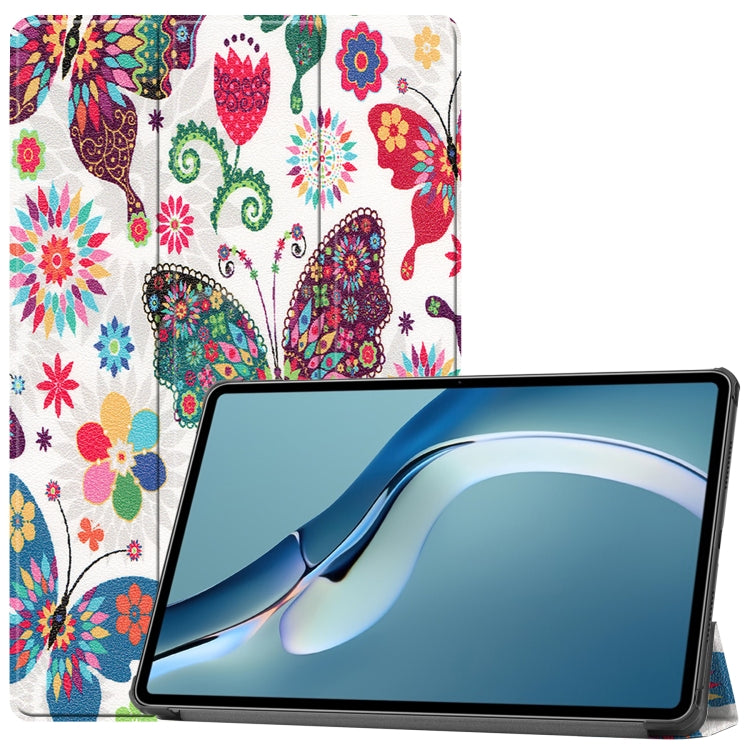 For Huawei MatePad Pro 12.6 2021 Custer Painted PU Leather Case with Sleep / Wake-up Function & 3-Fold Holder
