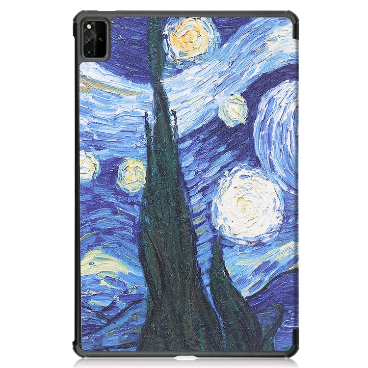 For Huawei MatePad Pro 12.6 2021 Custer Painted PU Leather Case with Sleep / Wake-up Function & 3-Fold Holder