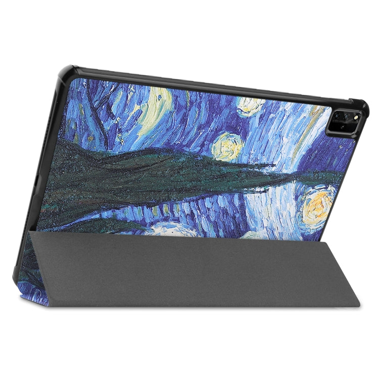 For Huawei MatePad Pro 12.6 2021 Custer Painted PU Leather Case with Sleep / Wake-up Function & 3-Fold Holder