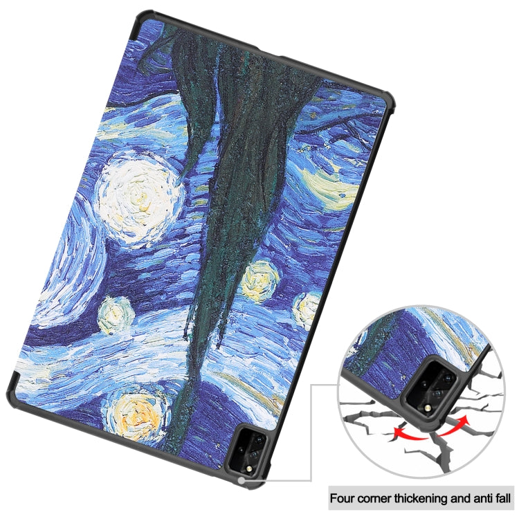 For Huawei MatePad Pro 12.6 2021 Custer Painted PU Leather Case with Sleep / Wake-up Function & 3-Fold Holder