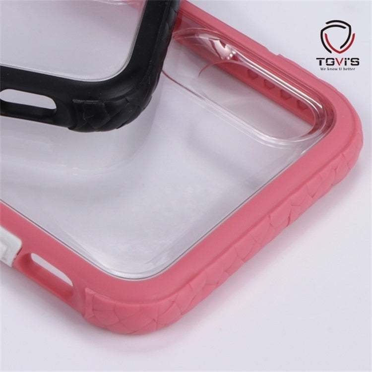 For iPhone 11 Removable Color Block PC+TPU Transparent Back Plate Shockproof Protect Case