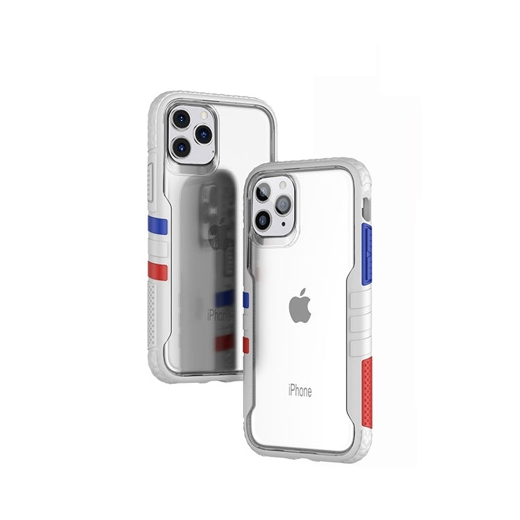 For iPhone 11 Removable Color Block PC+TPU Transparent Back Plate Shockproof Protect Case