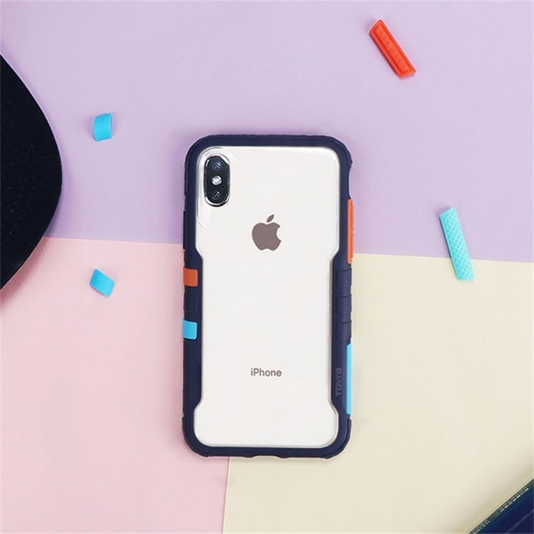 For iPhone 11 Removable Color Block PC+TPU Transparent Back Plate Shockproof Protect Case