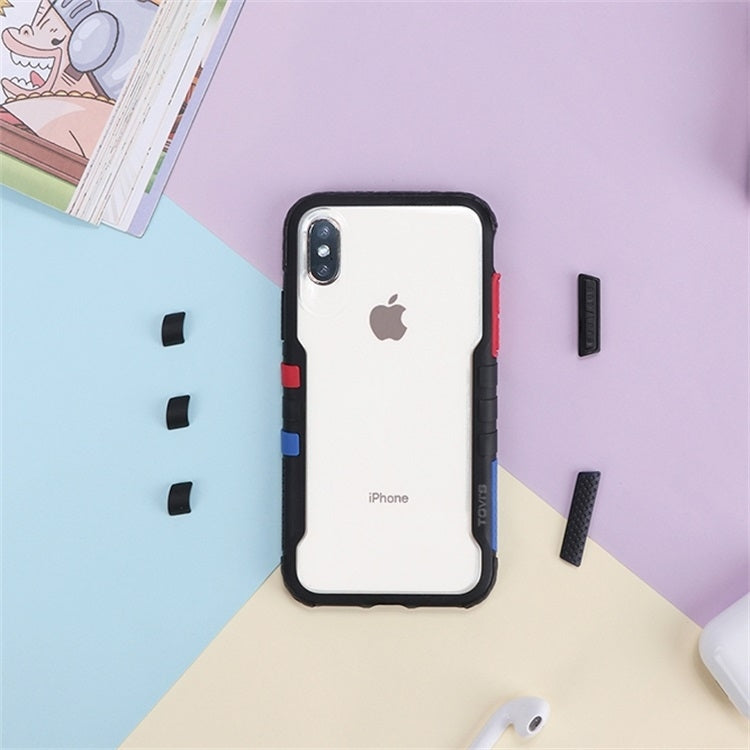 For iPhone 11 Pro Removable Color Block PC+TPU Transparent Back Plate Shockproof Protect Case