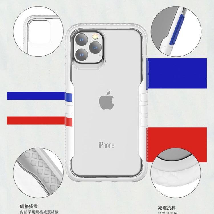 For iPhone 11 Pro Removable Color Block PC+TPU Transparent Back Plate Shockproof Protect Case