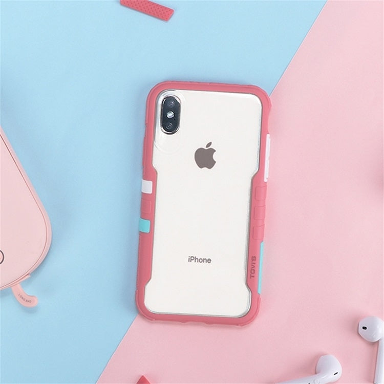 For iPhone 11 Pro Removable Color Block PC+TPU Transparent Back Plate Shockproof Protect Case