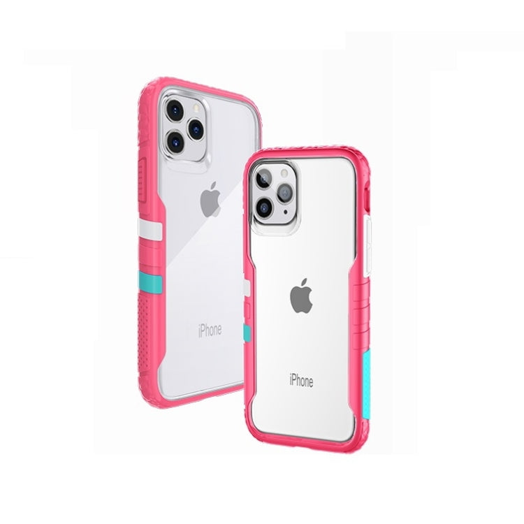 For iPhone 11 Pro Max Removable Color Block PC+TPU Transparent Back Plate Shockproof Protect Case