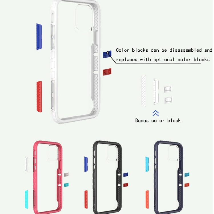 For iPhone 11 Pro Max Removable Color Block PC+TPU Transparent Back Plate Shockproof Protect Case