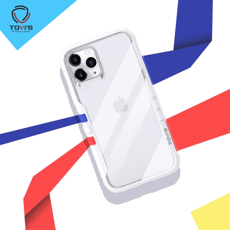 For iPhone 11 Pro Max Removable Color Block PC+TPU Transparent Back Plate Shockproof Protect Case