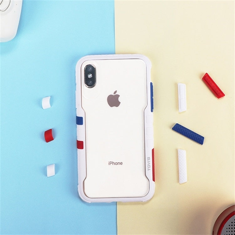For iPhone 11 Pro Max Removable Color Block PC+TPU Transparent Back Plate Shockproof Protect Case
