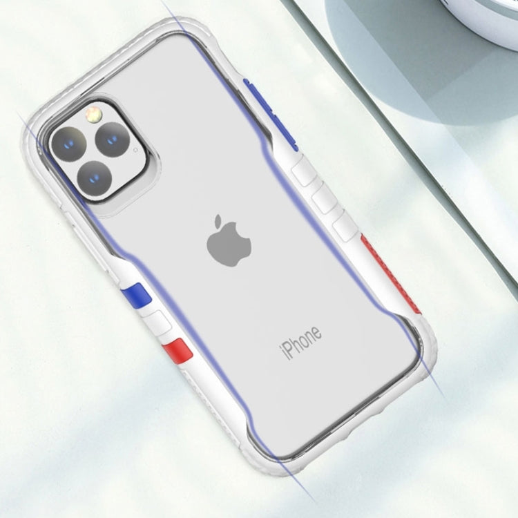 For iPhone 11 Pro Max Removable Color Block PC+TPU Transparent Back Plate Shockproof Protect Case
